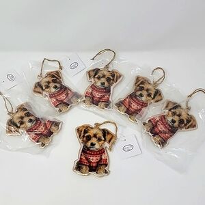 6 Piece "Puppy in a Sweater" Hanging Metal Ornament